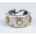 MARIO BUCCELLATI: diamond gold bangle bracelet and earrings