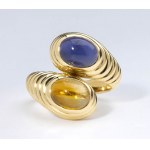 BULGARI: gold, topaz and amethyst contrarié ring