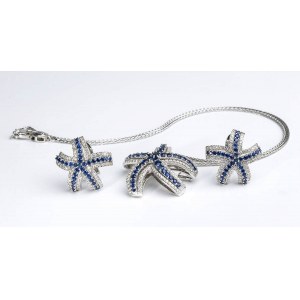DAMIANI: gold diamond sapphire starfish demi parure