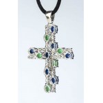 CRISTILLO: emerald zaffire diamond necklace cross pendant