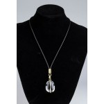 BULGARI: black leather necklace with rock crystal pendant