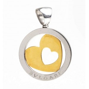 BULGARI: tondo heart gold and steel pendant