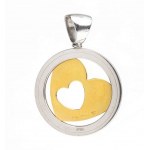 BULGARI: tondo heart gold and steel pendant