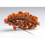 Gold and Mediterranean coral brooch - Trapani workshops, 19th century Sicily