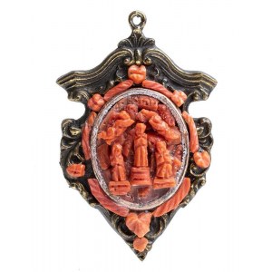 Italian bronze and coral pendant - 19th century