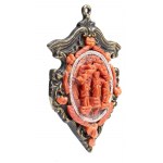 Italian bronze and coral pendant - 19th century