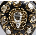 Diamonds, onix and enamel gold brooch/pendant - 19th century