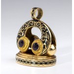 Enamel gold and garnet seal - first half of the 20th century