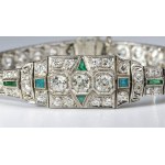 Art déco diamonds and green glass pastes platinum bracelet - 1920s