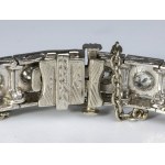 Art déco diamonds and green glass pastes platinum bracelet - 1920s