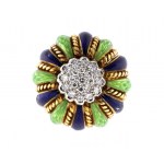 Enamel and diamonds gold ring - USA, 1950s