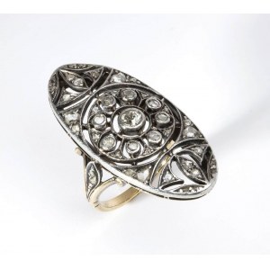 Diamonds gold and silver ring