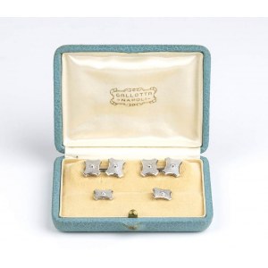 Diamonds gold cufflinks and studs set