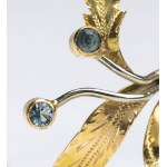 Pair of glass paste gold brooches