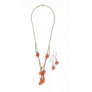 Italian Cerasuolo coral gold demi-parure - early 20th century