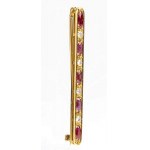 Diamonds and rubies gold bar brooch