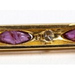 Diamonds and rubies gold bar brooch