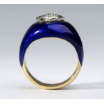 Enamel and diamond gold ring - first half 20th century