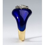 Enamel and diamond gold ring - first half 20th century