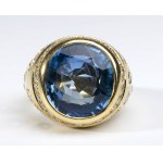 Gold diamond blue sapphire band ring