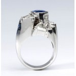 Ceylon sapphire and diamonds gold band ring