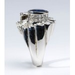 Ceylon sapphire and diamonds gold band ring
