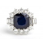 Blue sapphire and diamonds gold ring