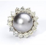 Tahitian pearl and diamonds gold ring