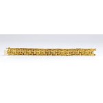Emeralds yellow gold ribbon bracelet with braided cord motif