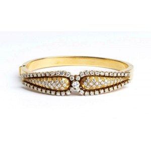 Diamonds yellow gold rigid circle bracelet