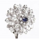 Diamonds and sapphire gold floral brooch