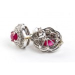 Pair of rubies and diamonds gold earrings