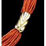 Mediterranean coral gold torsade necklace