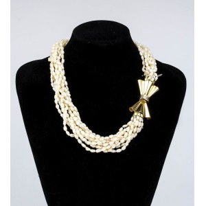 Freshwater pearls gold torsade necklace
