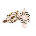 Pink coral and tsavorite gold earrings