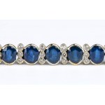 Sapphires and diamonds gold bracelet and pair of earrings