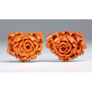 Cerasuolo coral flower gold earrings