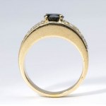 Diamonds and blue sapphire gold ring