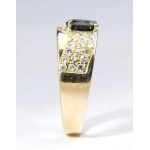 Diamonds and blue sapphire gold ring