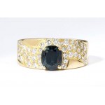 Diamonds and blue sapphire gold ring