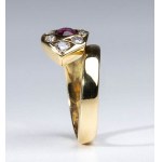 Ruby and diamonds gold snake ring