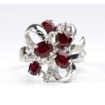 Gold ruby diamond floreal ring