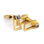 Synthetic sapphires gold cufflinks