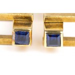 Synthetic sapphires gold cufflinks