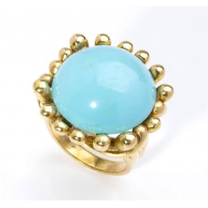 Turquoise paste gold band ring