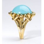 Turquoise paste gold band ring