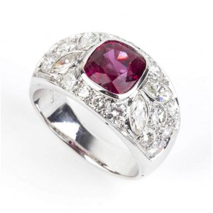 Ruby and diamonds gold band ring