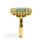 Glass paste and diamonds gold ring