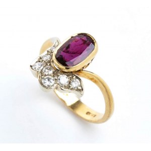 Ruby and diamonds gold ring