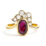 Ruby and diamonds gold ring